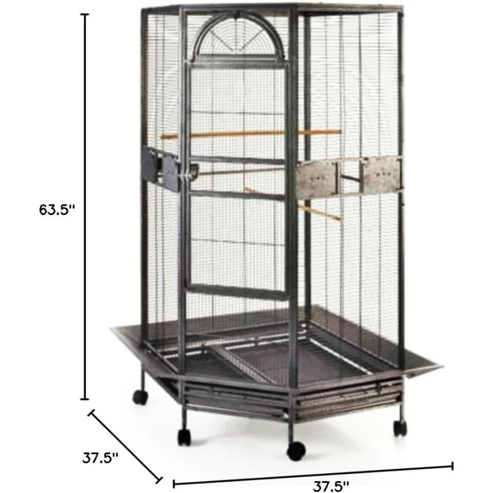 قفص العصافير الأنيق باللونين الأبيض والأسود للكوكاتيل والببغاوات - وصول جديد