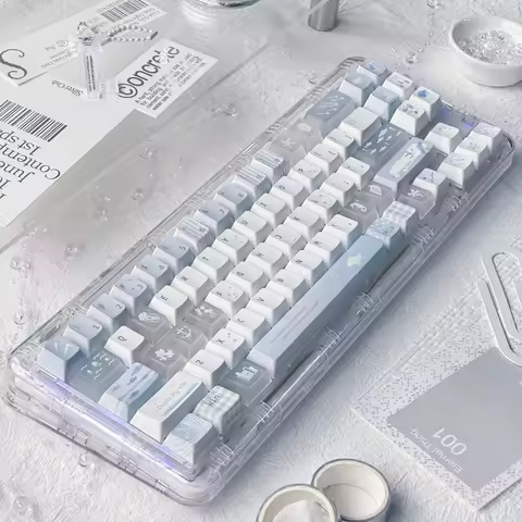 Blue Bird Theme Keycap 142key PBT+PC Custom Minimalist Blue Keyboard Cap Cherry Profile Gaming KeyCap for Mechanical Keyboard