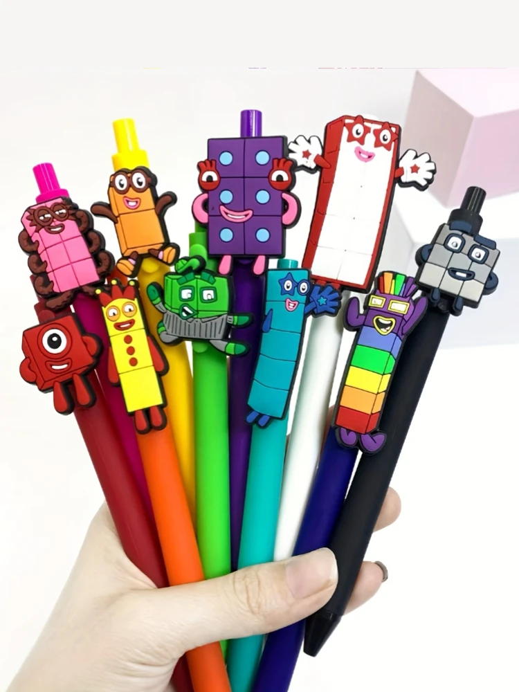 

10PCS color digital square pattern patch pen, creative design stationery gifts, student writing pen