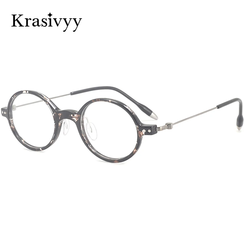 

Krasivyy Titanium Glasses Frame Men Retro Round Screwless Ultralight TR90 Optical Eyewear Women Quality European Brand Spectacle