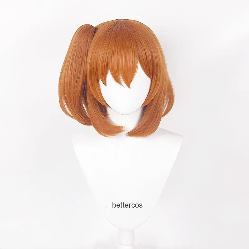 LoveLive！Kosaka Honoka Kousaka Cosplay Wig Short Orange Blonde Ponytail Heat Resistant Hair Cosplay Wig + Bow Hairpin