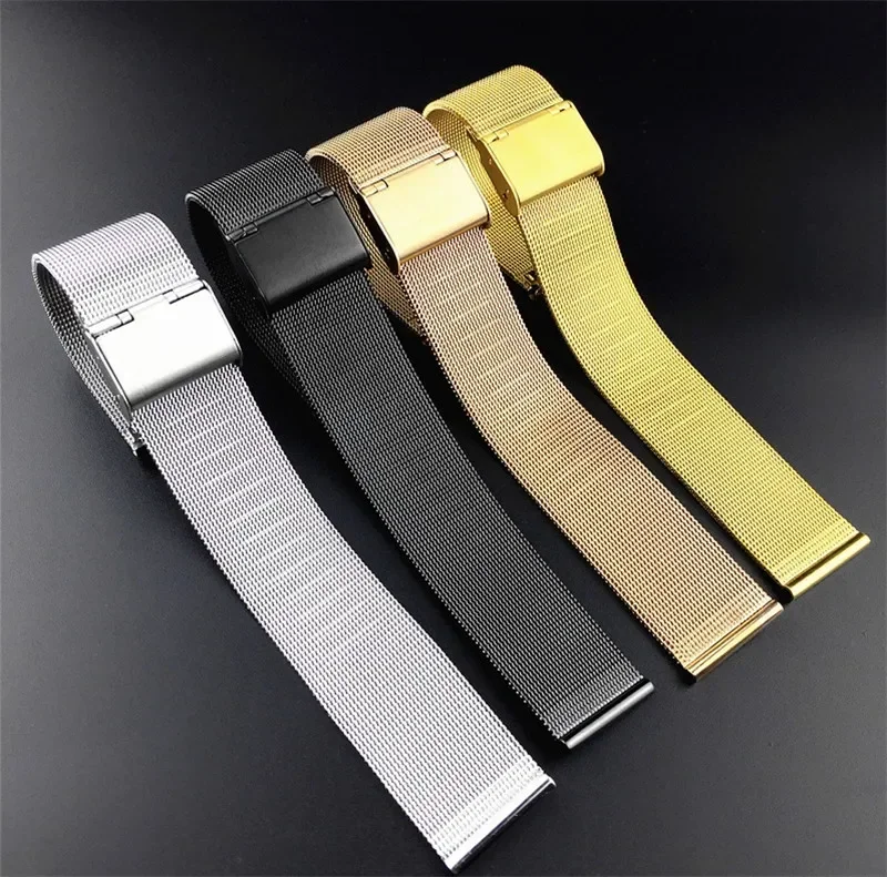 Universal Milanese Loop Strap 18mm 20mm 22mm Silber Metall Edelstahl Quick Release Ersatz Smart Watch Band Armband