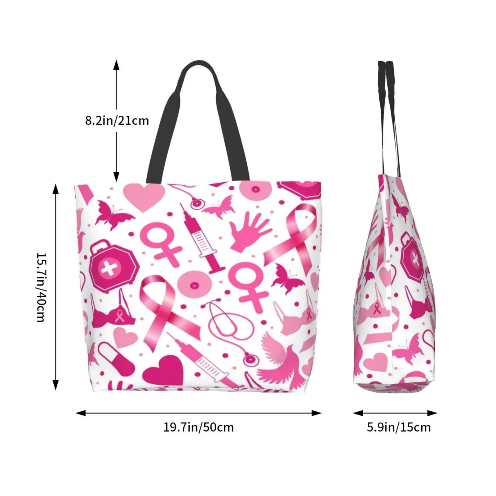 Breast Cancer Awareness Tote Bag-Pink Ribbon Cosmetic Makeup Bag -Breast Cancer Gifts for Women And Breast Cancer Patients