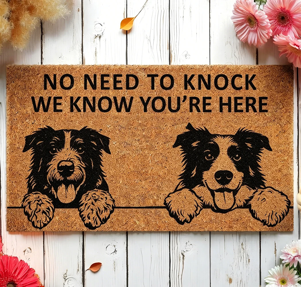

Custom Border Collie Welcome Mat No Need to Knock Dog Doormat Outdoor Indoor Entry Rug Funny Pet Mat Home Decor Gift Family