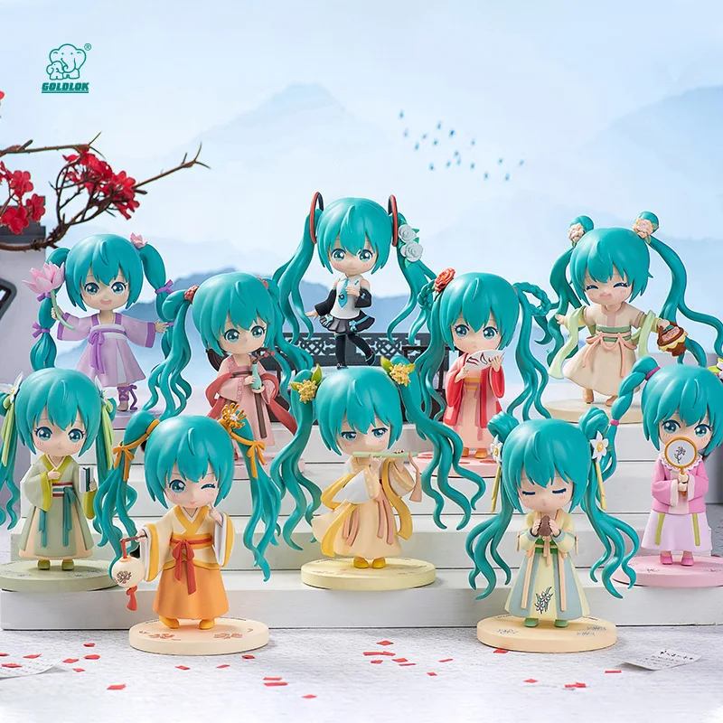 

9pcs/set Anime Hatsune Miku q-version kawaii Standing posture Action Figure PVC Model Toys Doll Desk Decor Gifts boxed Genuine