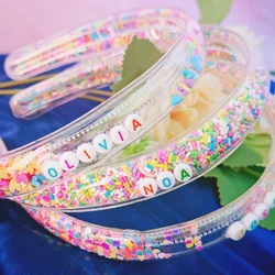 LeeChee Colorful Letter Acrylic Transparent Custom Name Personalized Cute Girl Headband Birthday Gift