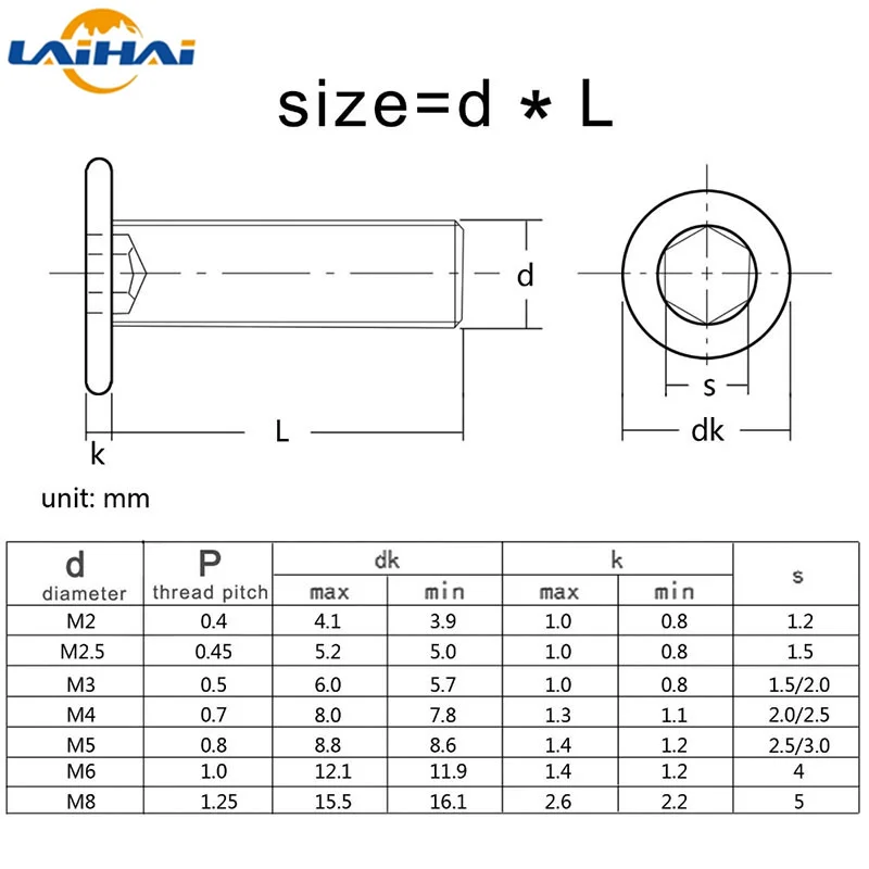 5/10/20/50 PC cm m1.6 M2.5 m3 M4 M5 M6 M8 304 sześciokątna pusta ultracienka śruba ze stali nierdzewnej o bardzo niskim płaskim łbem okrągłym