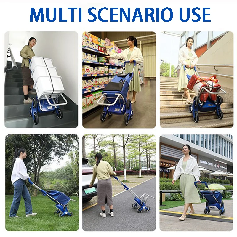 Silent Electric Climbing Shopping Cart Foldable Shopping Bag Wheels Large Capacity Portable Electric Handcart JJ141