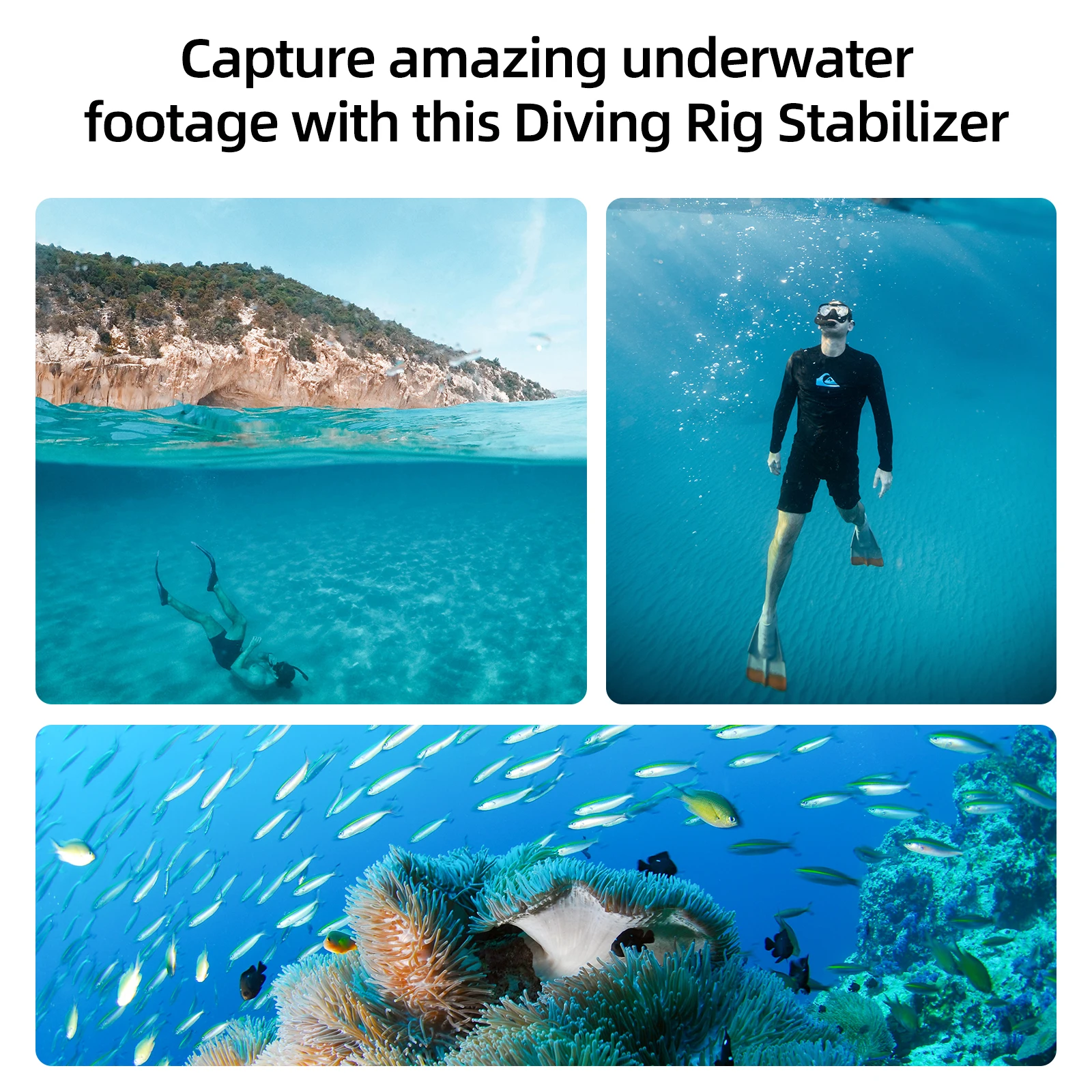 TELESIN Waterproof Handheld Diving Rig Stabilizer for Underwater Camera Housing for GoPro 12 Hero11 10 9  Action Dome