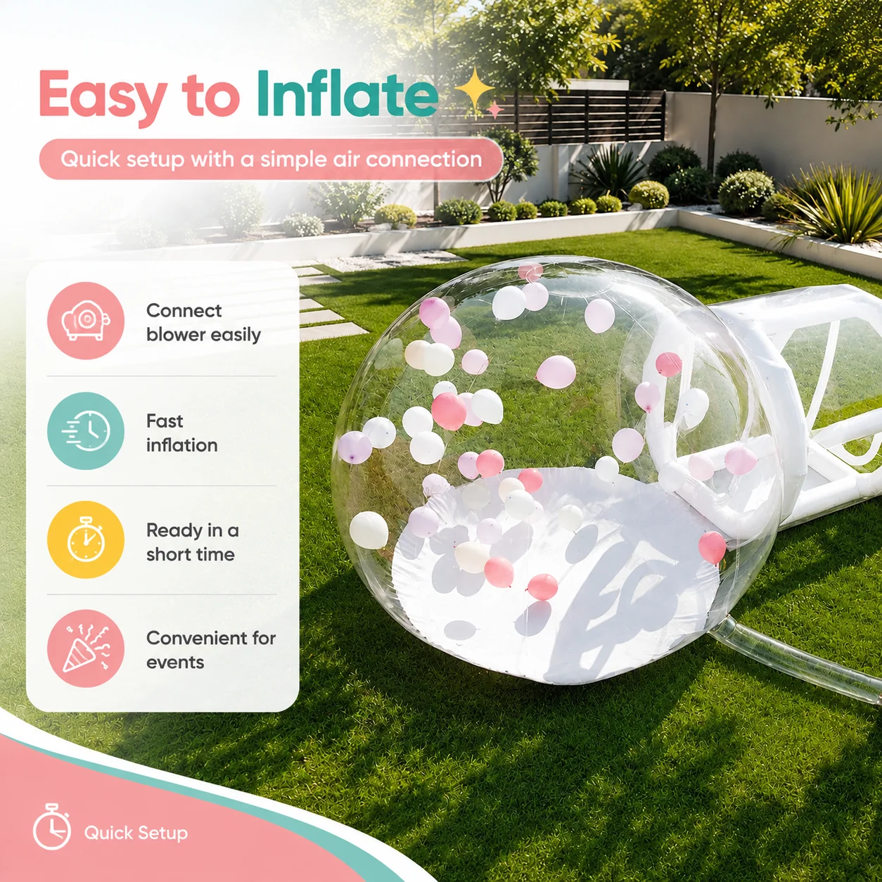 White Transparent Inflatable Bubble Dome Tent House Kids PVC Bubble Bounce House for Birthday Wedding Party Rental