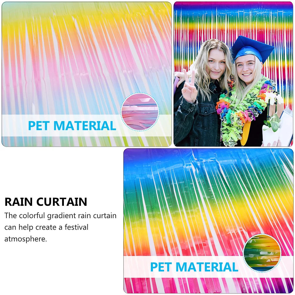 

2 Pcs Rainbow Decor Curtain Decoration Decorations Party Favor Festival Colorful