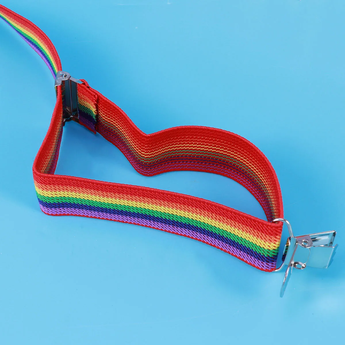 Clip de sangle arc-en-ciel 2,5x65Cm, bretelles élastiques réglables pour enfants et adultes, Clips à rayures colorées en Polyester pour fête d'halloween