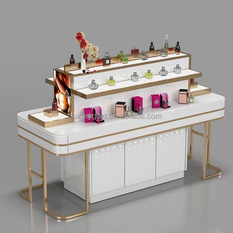 Custom. Customize Size Cosmetics Display Booth Stand Metal Make Up Display Stand Shop Counter Display Perfume