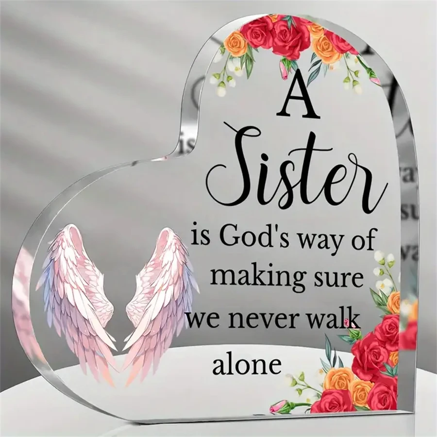 Acrylic heart-shaped sisters gifts from sisters souvenirs God ensures that we will never walk alone Valentine's Day gifts