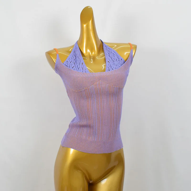 

Sexy Knitted Strap Vest Pure Desire Sle Summer New Arrival Base Layer Outerwear Hot Girl Top Ne Hanging Two-Piece Fake