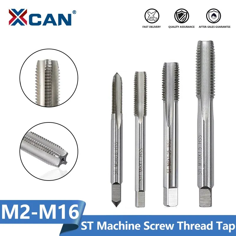 XCAN HSS 강철 나사 탭, 미터법 탭 수공구, M2, M2.5, M3, M4, M5, M6, M7, M8, M9, M10, M12, M14, M16