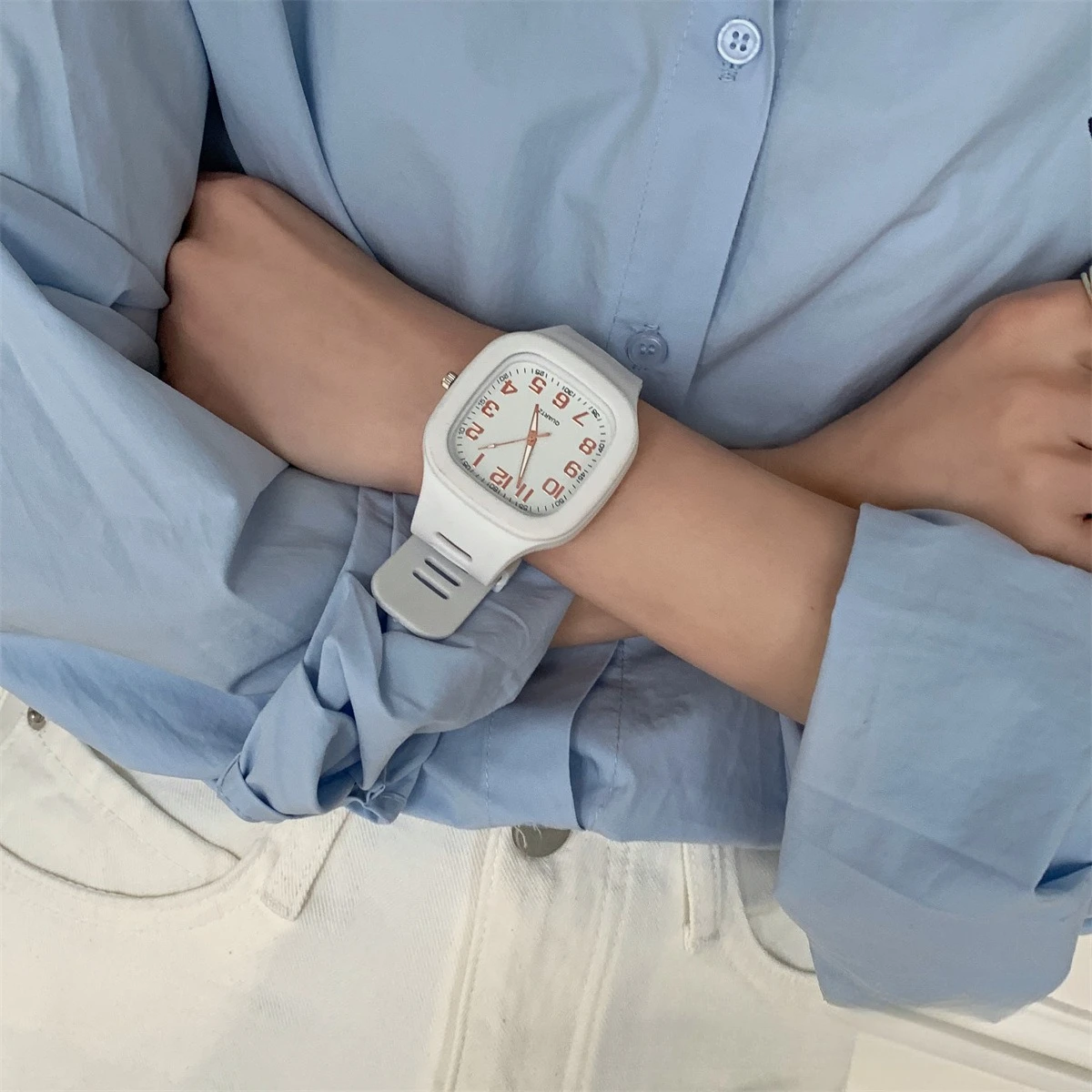 Модные женские часы с квадратным циферблатом, женские роскошные женские кварцевые наручные часы, силиконовые женские часы