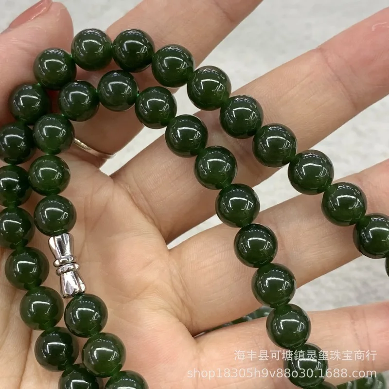 Hetian Jasper With Individual Black Spots, 8Mm Round Beads Mother'S Necklace, Multi-Loop Bracelet Accessories