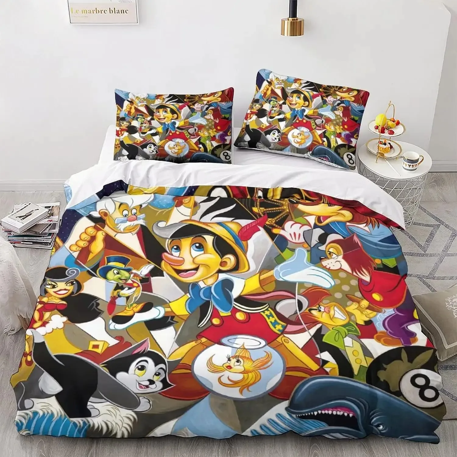 Disney Pinocchio Bedding Sets,Cartoon Pinocchio Duvet Cover,Boy children Bedclothes Bed Linen Gift,Anime Theme Quilt Cover