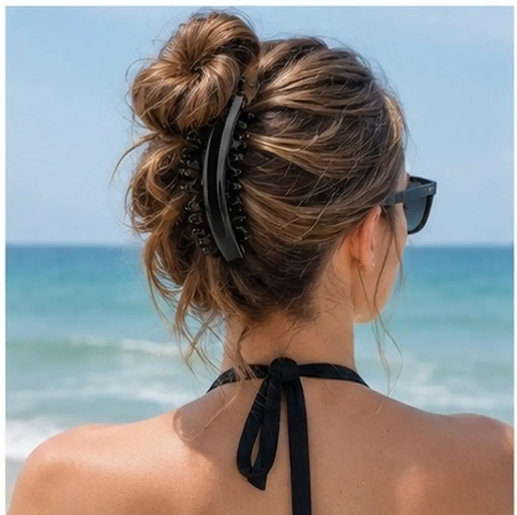 4Pcs Large Banana Hair Clip Toothed Ponytail Holder Strong Tension Claw Clamp for Updo Bun Styling All Day Comfort Work Party