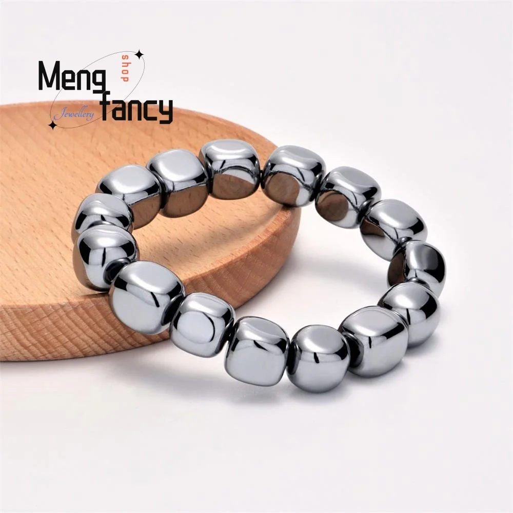 

Natural Energy Stone Terahertz Square Cut Bracelet Simple Elegant High-grade Best Selling Fashion Jewelry Popular Holiday Gifts