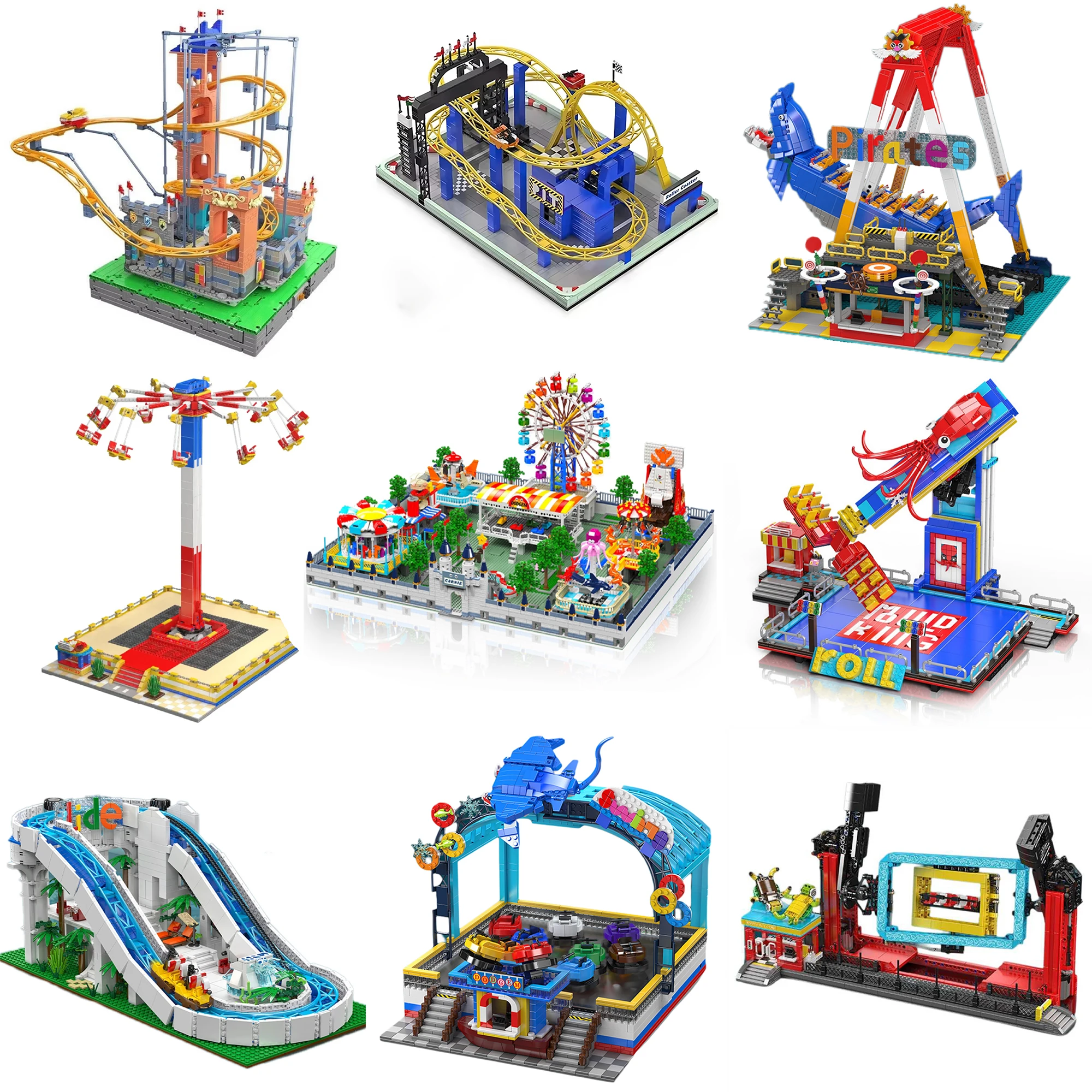 MK Vergnügungspark Serie Bausteine 11015-11026 RC Hauptplatz Spielplatz Elektrische Ausrüstung Ziegel Spielzeug Kinder Erwachsene Geschenke
