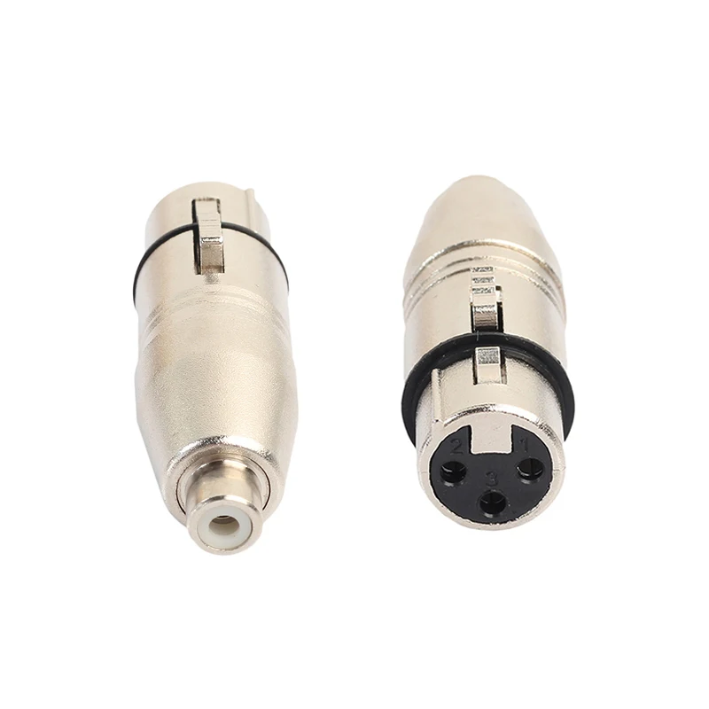2PCS XLR 3-Pin Female to RCA Female Audio Adapter Connector for Microphone Speaker