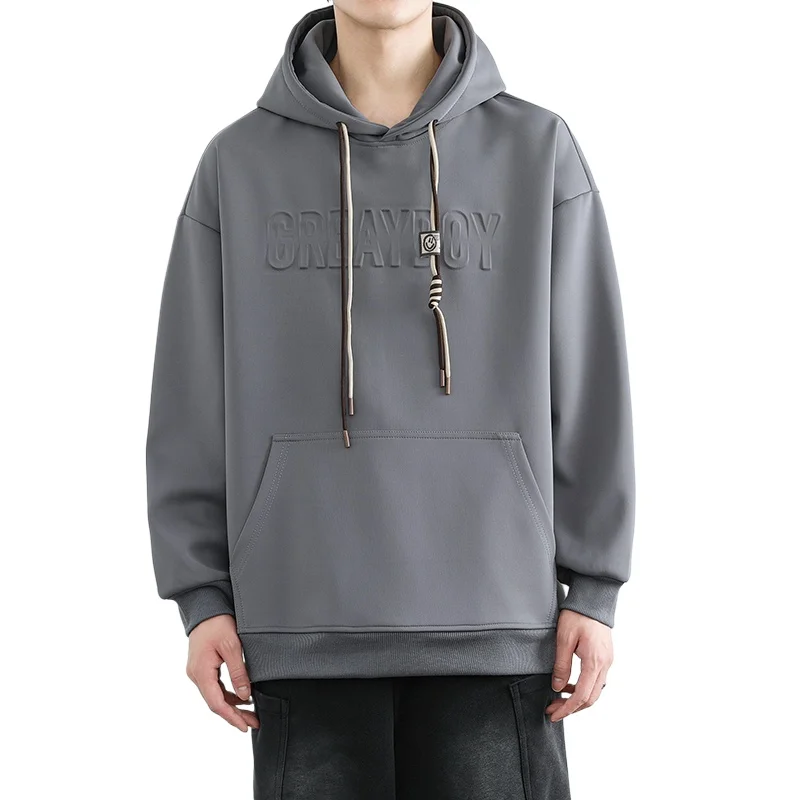 

Толстовка с капюшоном для модных мужчин, модная однотонная повседневная спортивная толстовка с карманом кенгуру, удобный молодежный популярный мужской топ