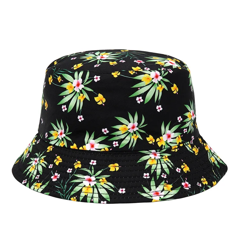 2022 Cotton Plant Print Two Sides Wear Bucket Hat Fashion Joker Outdoor Travel Sun Cap For Men And Women 159