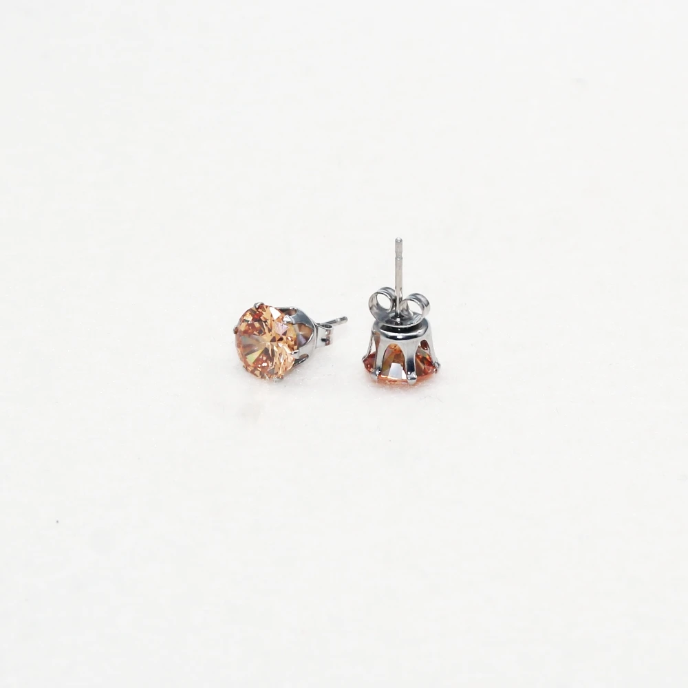 Edelstahl-Ohrstecker 8mm rund Bunte AAA Zirkon-Schmuckstücke Allergiefrei – Detail 7
