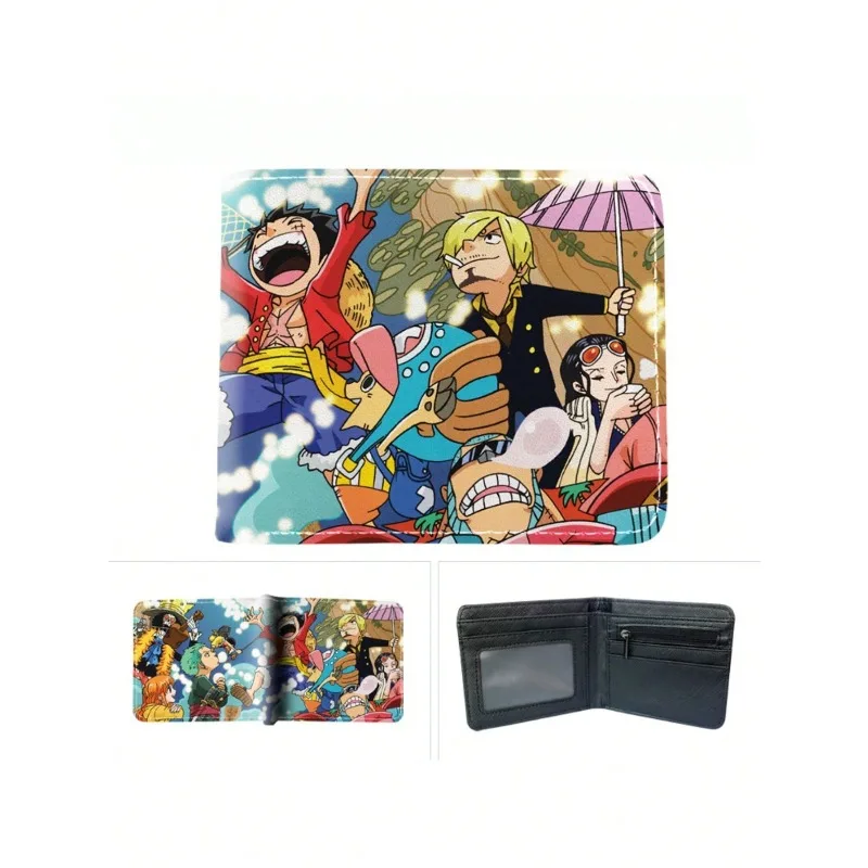 Cartera de una pieza Cartera de anime a todo color Cartera corta plegable de una pieza Luffy Monedero Tarjetero