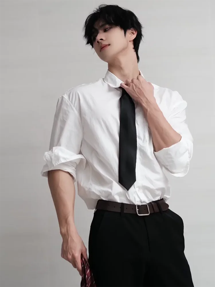 

Мужская классическая рубашка Naples White Drirt в стиле Bad Boy, премиум-класса, с длинным рукавом, воротником, в американском стиле, свободного кроя