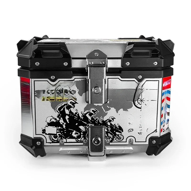 High Quality Waterproof Aluminum Alloy Motorcycle Top Box, 4L & Large Capacity Tail Box with White Stylish Decoration