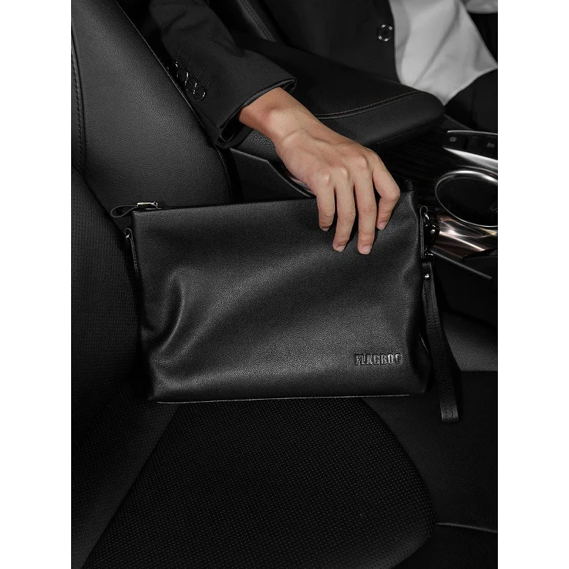 New Genuine Leather Men's 2-Way Crossbody Bag Clutch Bag Soft Casual Shoulder Handbag Large Capacity Messenger Purse for Daily