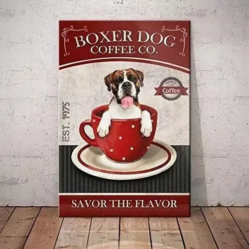 Vintage Metal Tin Sign ; Christmas Sign for Boxer Dog Coffee Co. Savor The Flavor Gifts Aluminum Tin Sign Yard Sign-aluminum