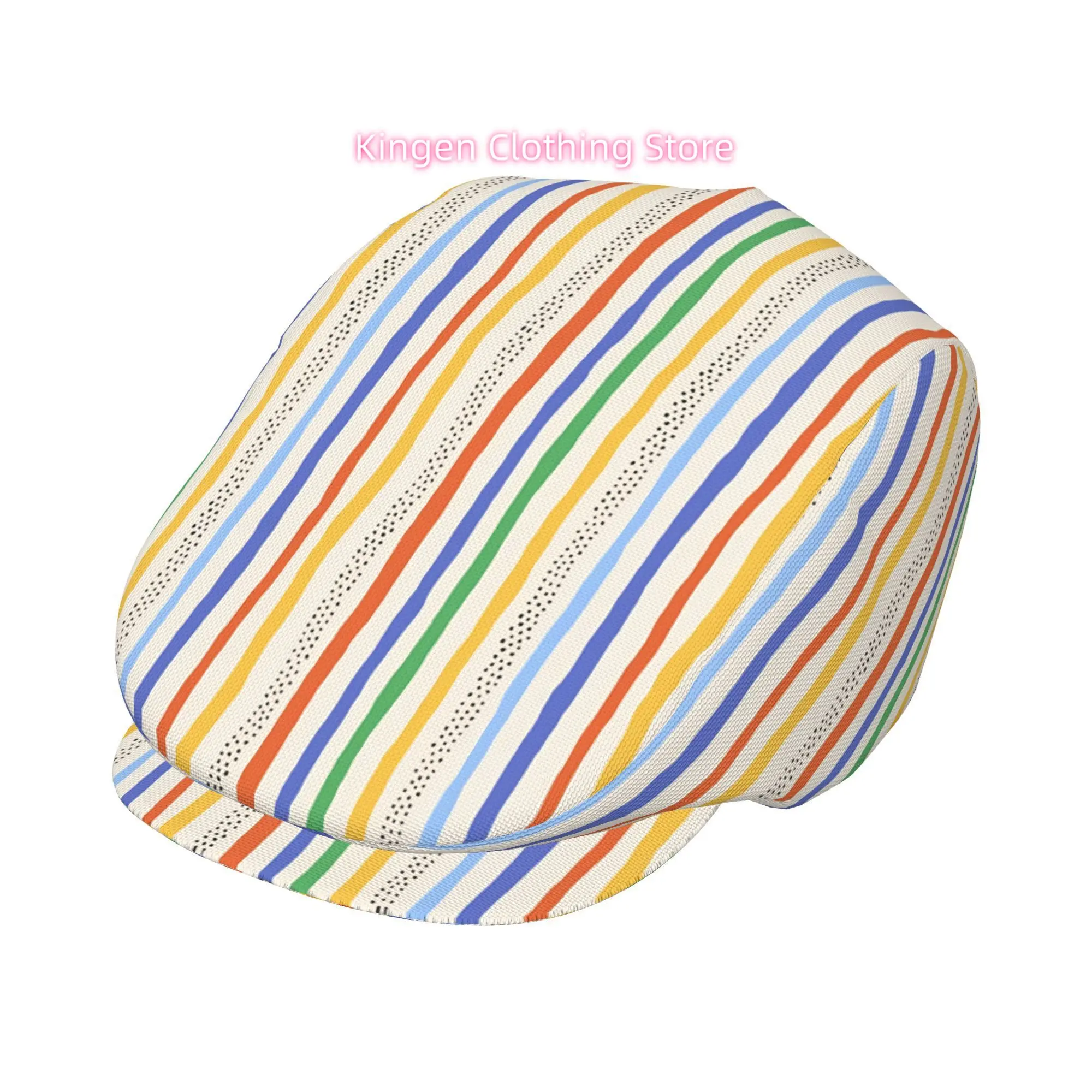 Rainbow Wave Stripes Men And Women Adjustable Flat Cap Newsboy Beret Ivy Cap Irish Cabbie Fishing Hats Forward Caps Gatsby Caps
