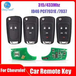 OkeyTech 315/433Mhz ID46 PCF7931E /7937 kluczyk samochodowy z pilotem dla chevroleta Cruze Aveo Epica Lova Camaro Impala Trax Orlando 2/3/4 BTN