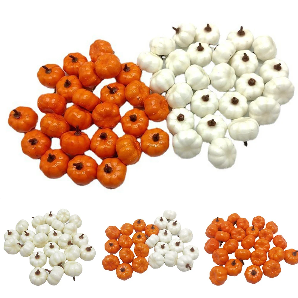 12/24/48pcs Mini Artificial Halloween Pumpkin Decor Simulation Vegetable DIY Halloween Home Party Decoration Farmhouse Harvest