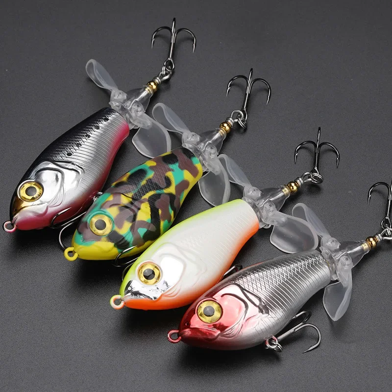 Topwater Pencil Fishing Lure 9/16g FLoating 360 Degree Rotation Spin Bait Twin Propeller Tractor Artificial Hard Bait Pesca