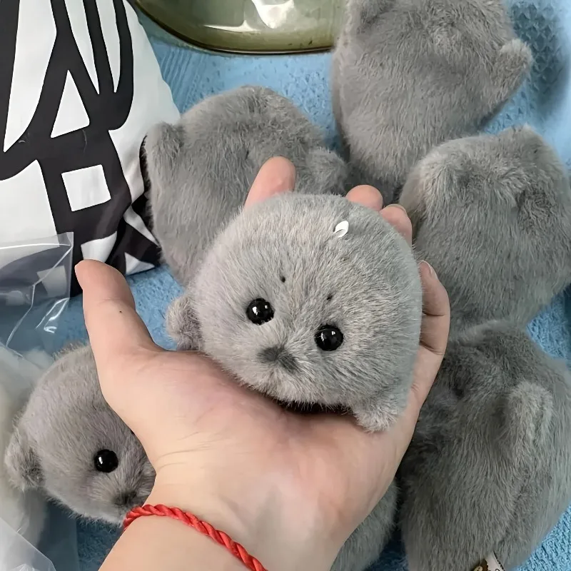 Cute Soft Seal Plush Keychain Kawaii Seal Plushies Animal Pendant Fashion Stuffed Doll Keyring Backpack Accessories Car Ornament