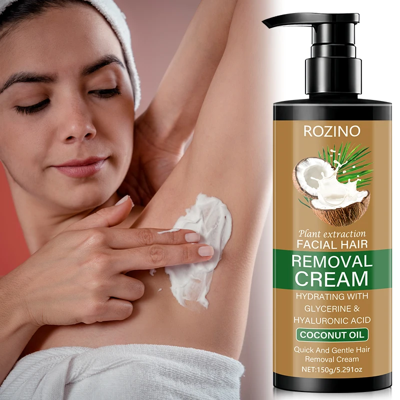 150g Large Capacity Coconut-Scented Hair Removal Cream, Single-Use, Effective for 3 Months, Instant Hair Removal, Non-Irritating, Light Beige, Smooth and Residue-Free, Semi-Permanent, Suitable for Hair Removal on the Face, Lips, Armpits, Legs, Arms, and Private Areas, for Beautiful Skin