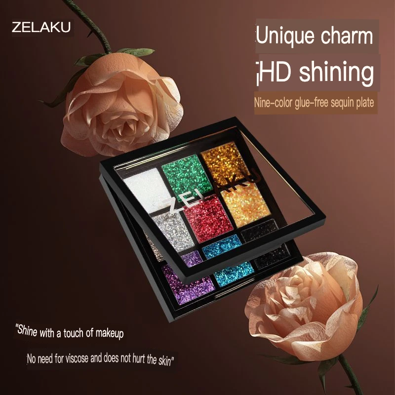 ZELAKU Dancer Specializes In The Nine-color Bright-free Sequined Eyeshadow Palette