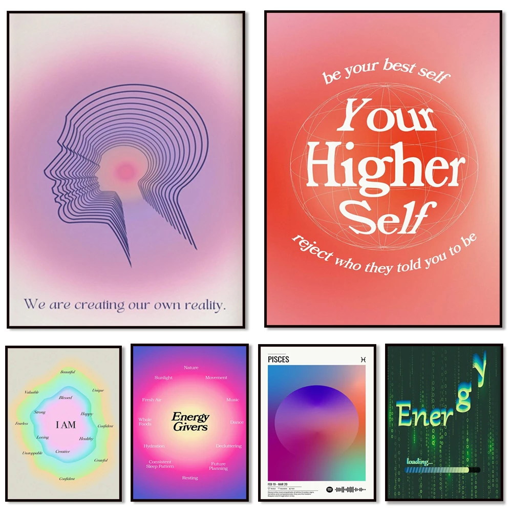Aura Poster, Declaration Poster, Gradient Art, Affirmation Motivational Poster, Aesthetic Room Decor, Spiritual Art Vintage Gift