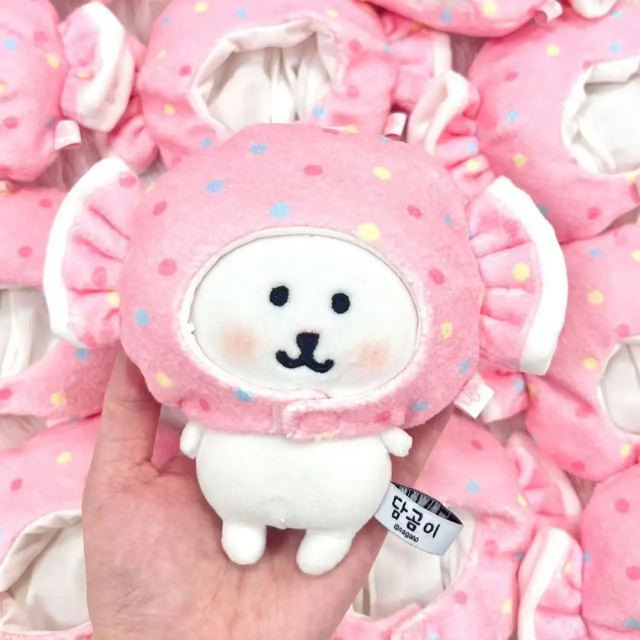 Cute Little Bear 10cm Cotton Doll Plush Doll Strawberry Candy Doll Coat Head Cover Decorative Accessories Doll Dress Up