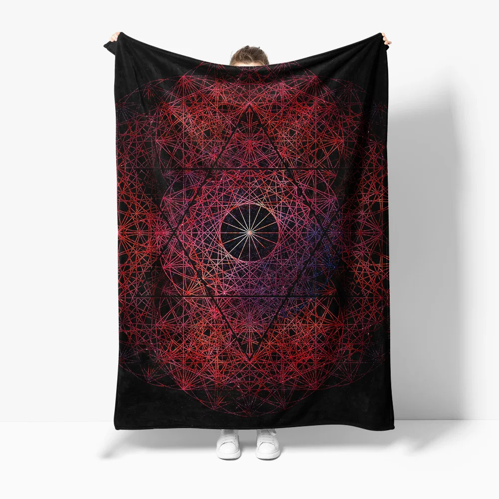 Geometric Hexagon Starry Night Blanket Mandala Throw Blanket Space Pattern Gift for Women Men Kids