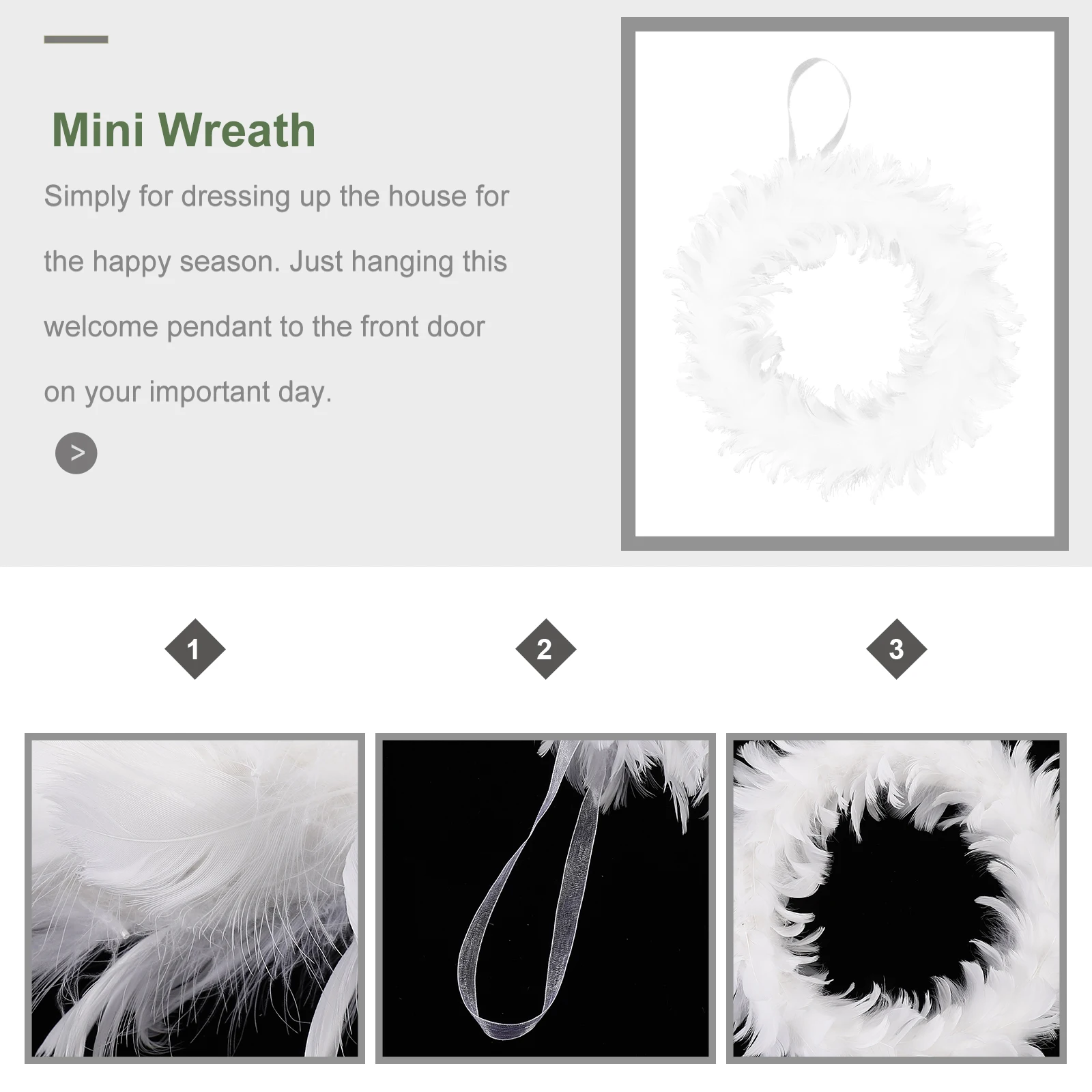 

Wreath Decoration for Door Wall Christmas Party Hanging Hanging Decor nament Festival White Wreath