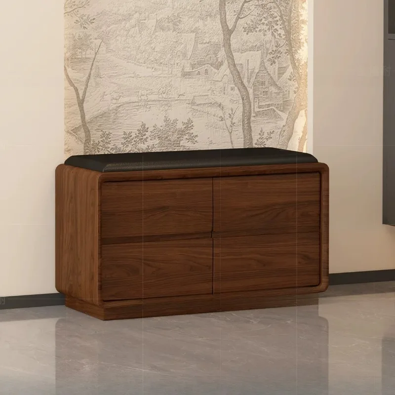 Floor Entryway Shoes Changing Stool Vanity Shelving Design Cabinet Shoes Changing Stool Brown Wooden Repose Pied Hotel Furniture