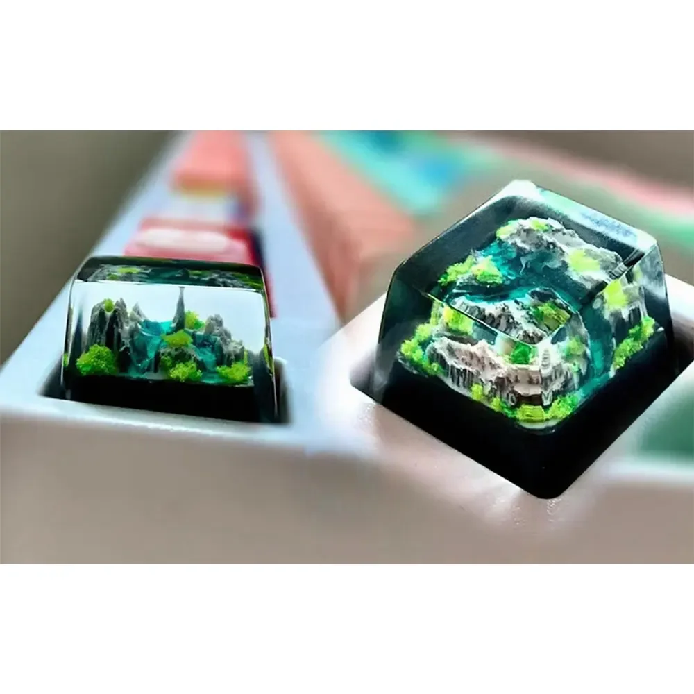 산과 바다 키캡 아티산 레진 고급 DIY PC 게이머 기계식 백라이트 키보드 RGB 키캡 GK61 Anne Pro 2 GK64용