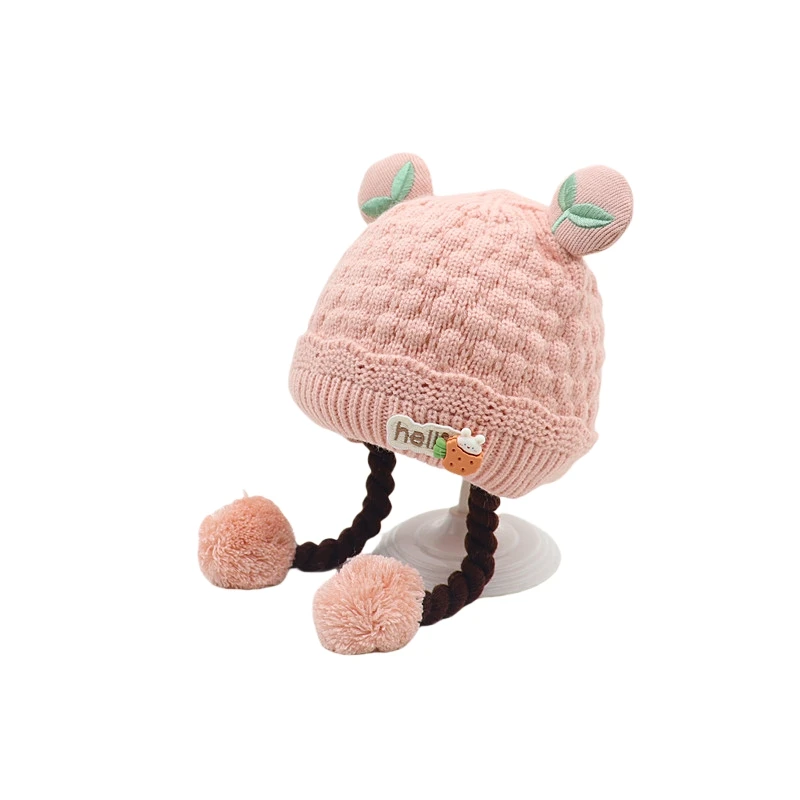 Baby Ear Protection Hat Autumn and Winter Baby Warmth Thickened Knitted Cute Braided Hat for Children, Boys and Girls Pullover