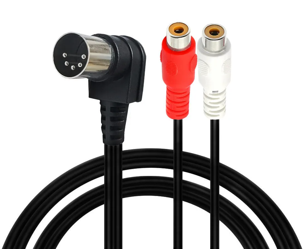 90 degree bend 5-core DIN revolution 2RCA Lotus Mother old-fashioned audio device adapter cable 5Pin Din MIDI